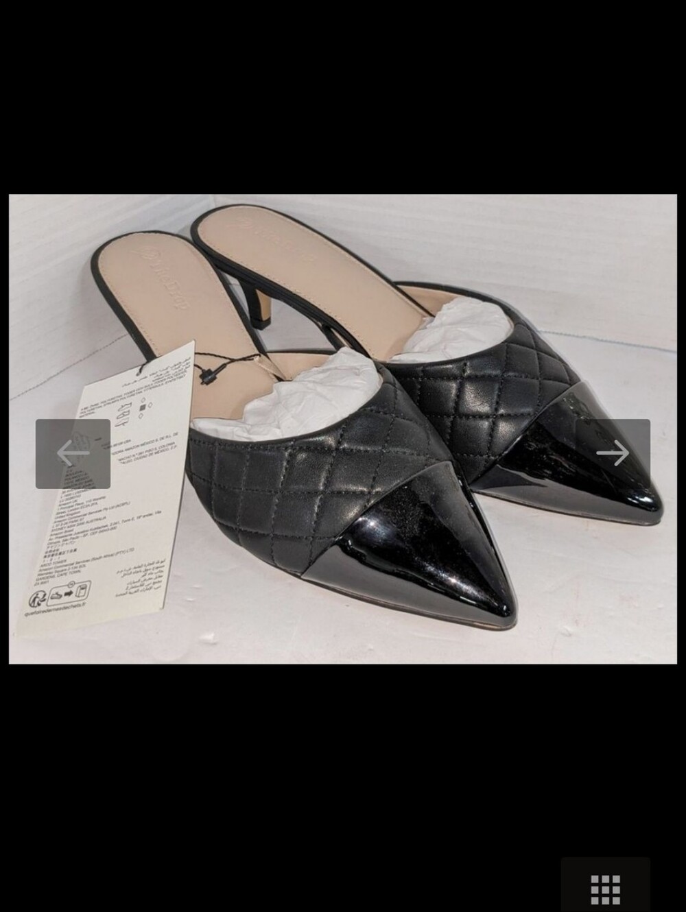 The Drop Women's Black Quilted Pointed-Toe Mule Heels Size 9